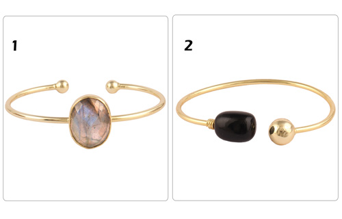 Bohemian stylish 24k gold plated round ball charm & black onyx bracelet Supplier