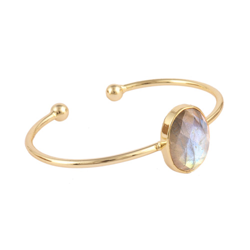 Oval shape faceted natural blue fire labradorite gemstone bracelet Supplier