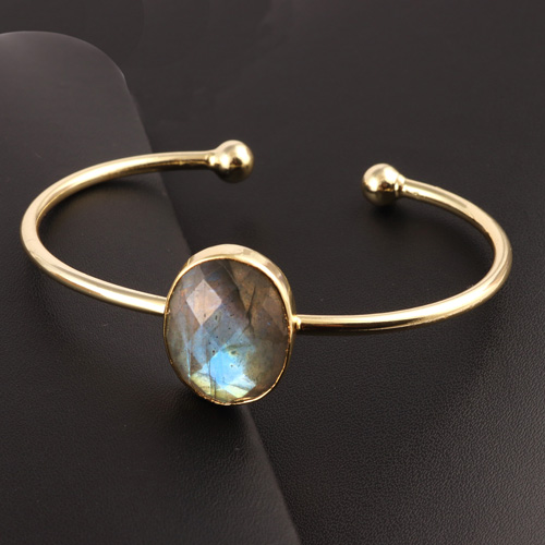 Oval shape faceted natural blue fire labradorite gemstone bracelet Supplier