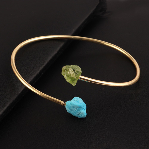 Latest fashion natural rough hoplite turquoise & peridot bracelet Supplier