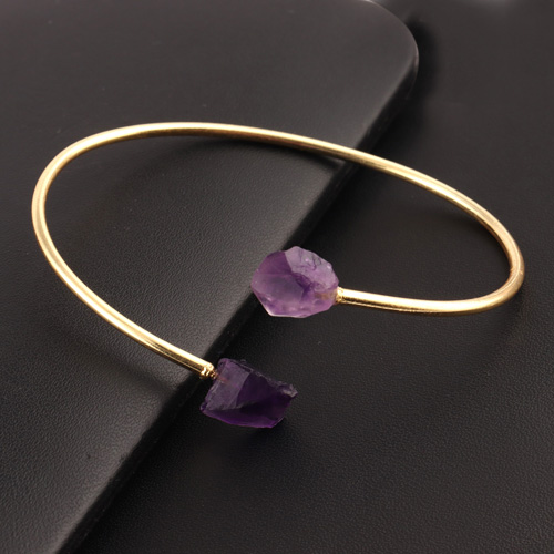 New selling natural rough purple amethyst double stone bracelet  Supplier