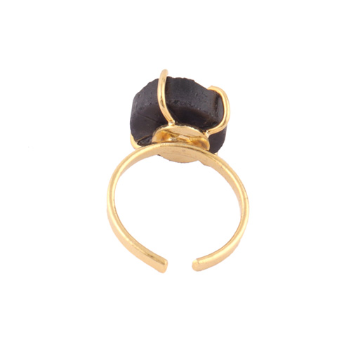 Latest fashion round shape black sugar druse ring gold/silver plated Supplier