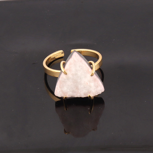 Dainty best quality triangle shape ring  natural white sugar druse Exporter
