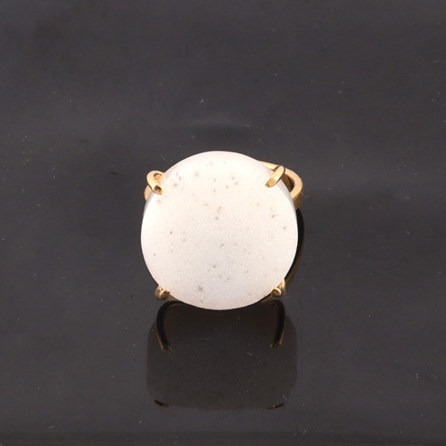 Round shape natural white sugar druse ring gold/silver Plated ring Exporter