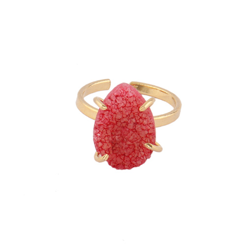 Pear shape natural red sugar druse ring gold/silver plated ring Exporter