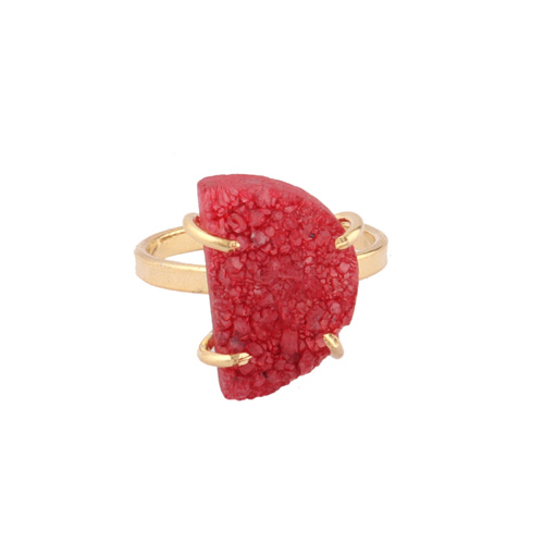 Good quality natural red sugar druse ring gold/silver plated ring Exporter