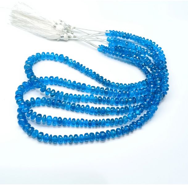 Natural Blue Neon Apatite Smooth Roundel Beads Wholesaler