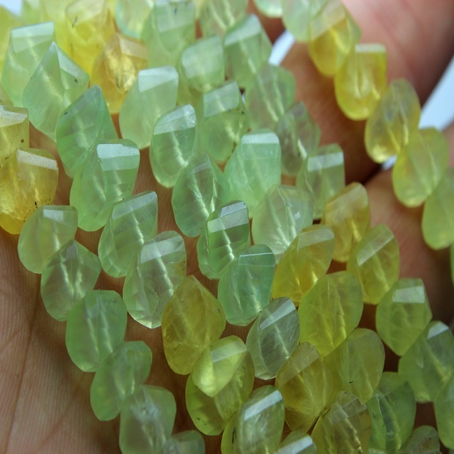 Natural Prehnite Faceted Beads Square Shape Manufacturer