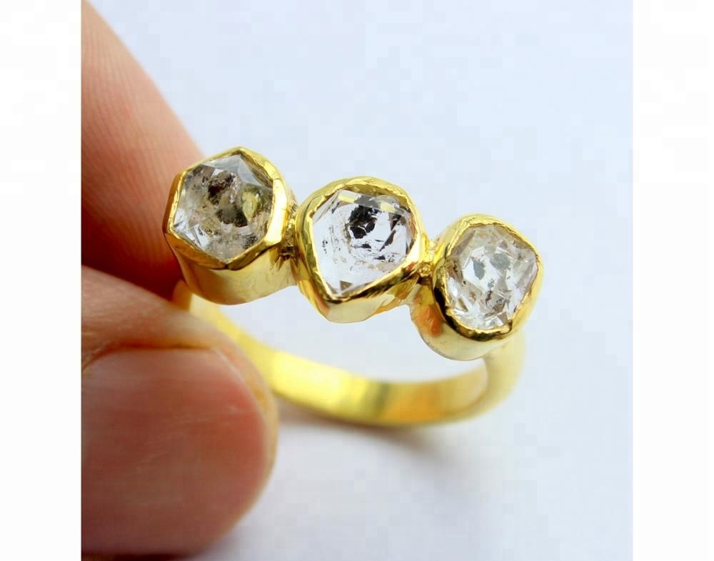 925 Sterling Silver Herkimer Diamond Quartz Rough Ring Exporter
