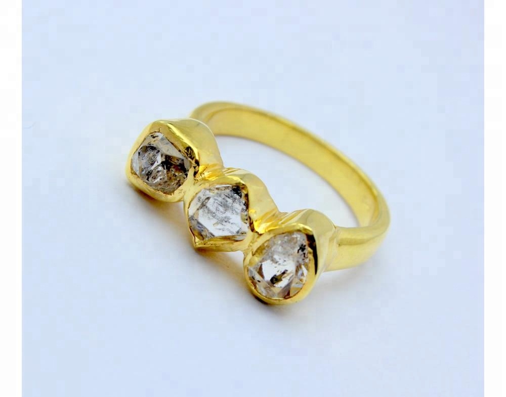 925 Sterling Silver Herkimer Diamond Quartz Rough Ring Exporter
