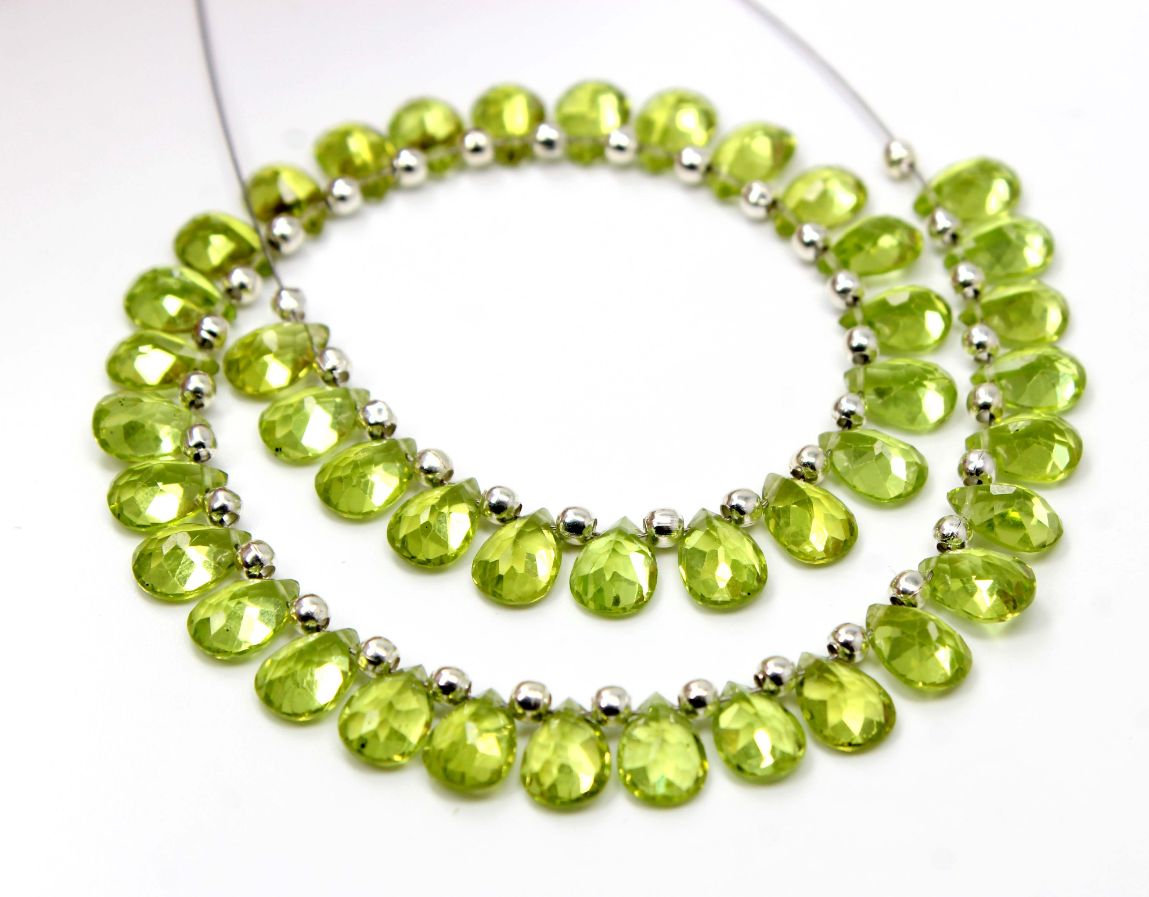 Peridot Faceted Cut Stone Pear Shape 5X7MM Approx. 8 Inch Beads Supplier