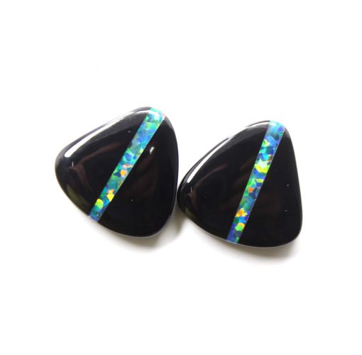 Black Onyx Doublet Opal Fancy Shape Size 19X19MM Gemstone Earring Set Supplier