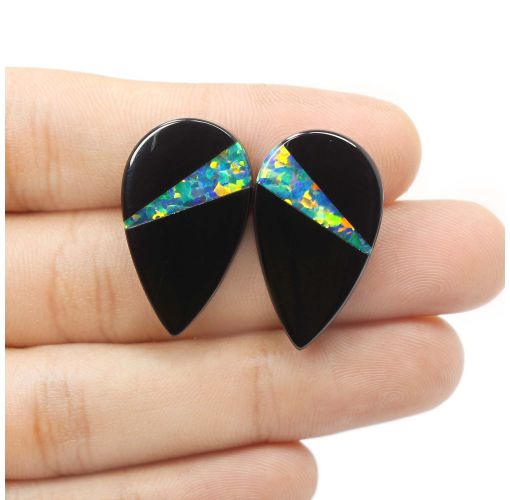 Black Onyx Doublet Opal Black Doublet Opal Pear Shape Gemstone Supplier