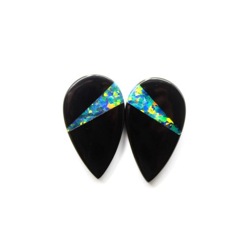 Black Onyx Doublet Opal Black Doublet Opal Pear Shape Gemstone Supplier