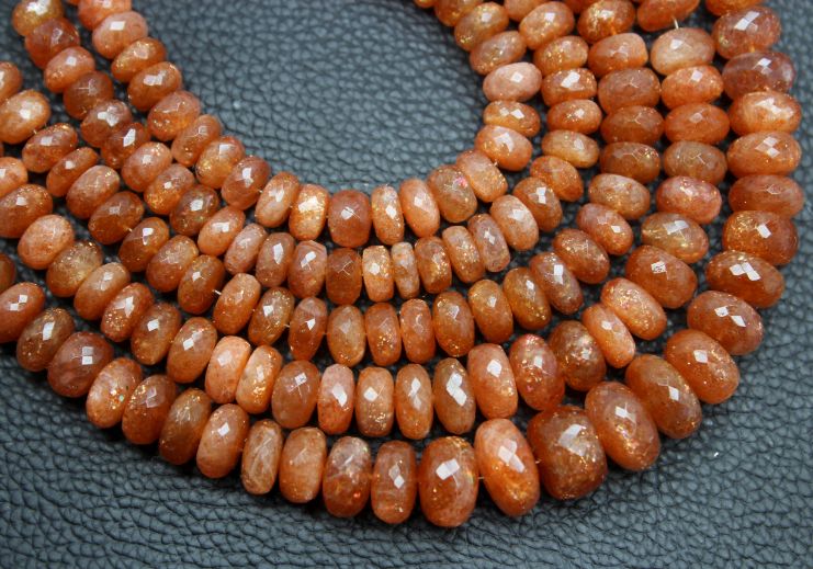 Natural Sunstone Faceted Stone Beads Sunstone Roundel Shape Supplier