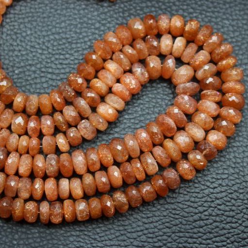 Natural Sunstone Faceted Roundel Shape 6 Inch Beads Top Quality Supplier