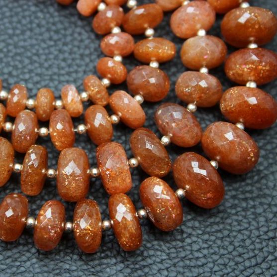 Sunstone Faceted Roundel Shape Size 8X10 MM Approx. 6 Inch Beads Supplier