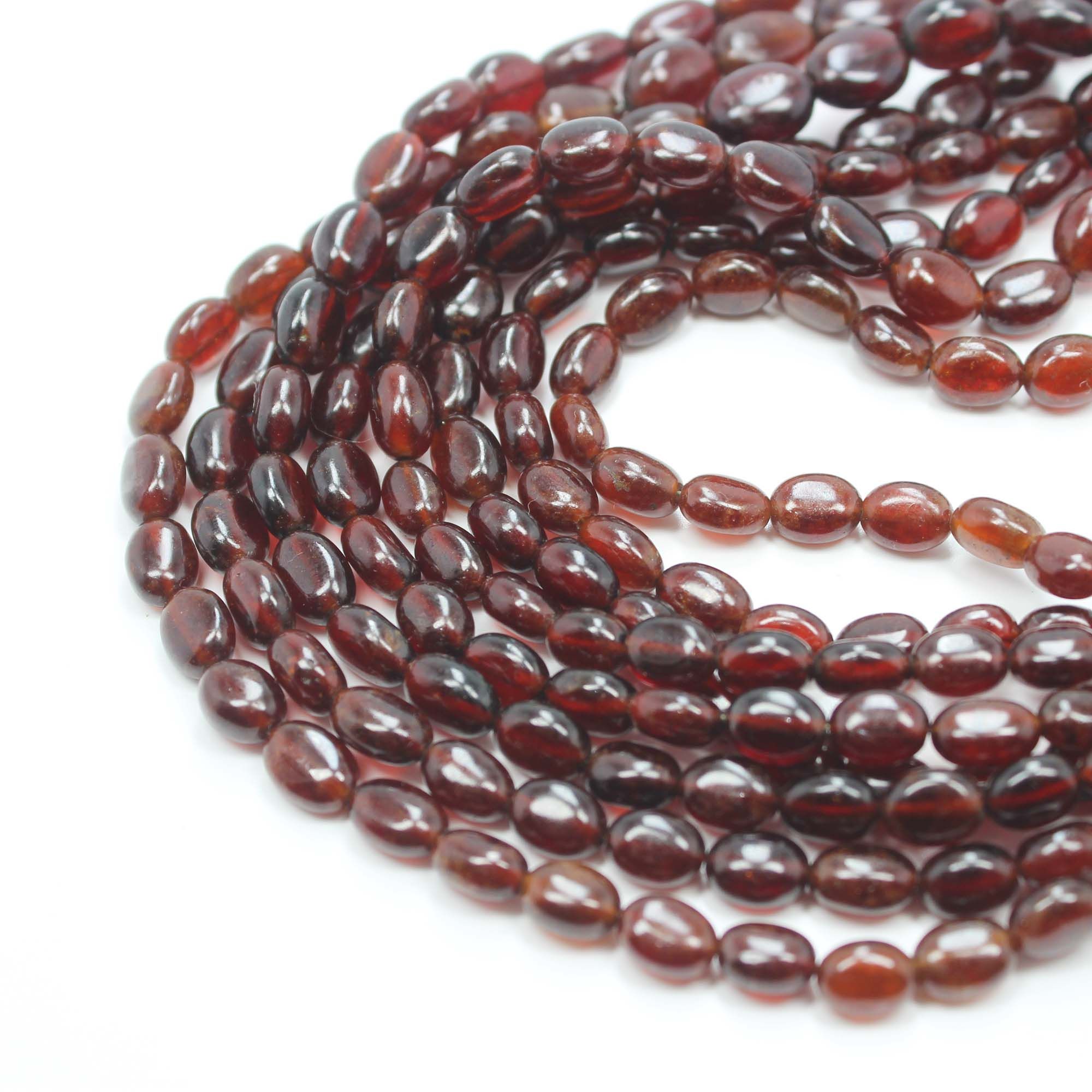 Natural Hessonite Garnet Smooth Oval Shape 10 Inch Beads Gemstone Supplier