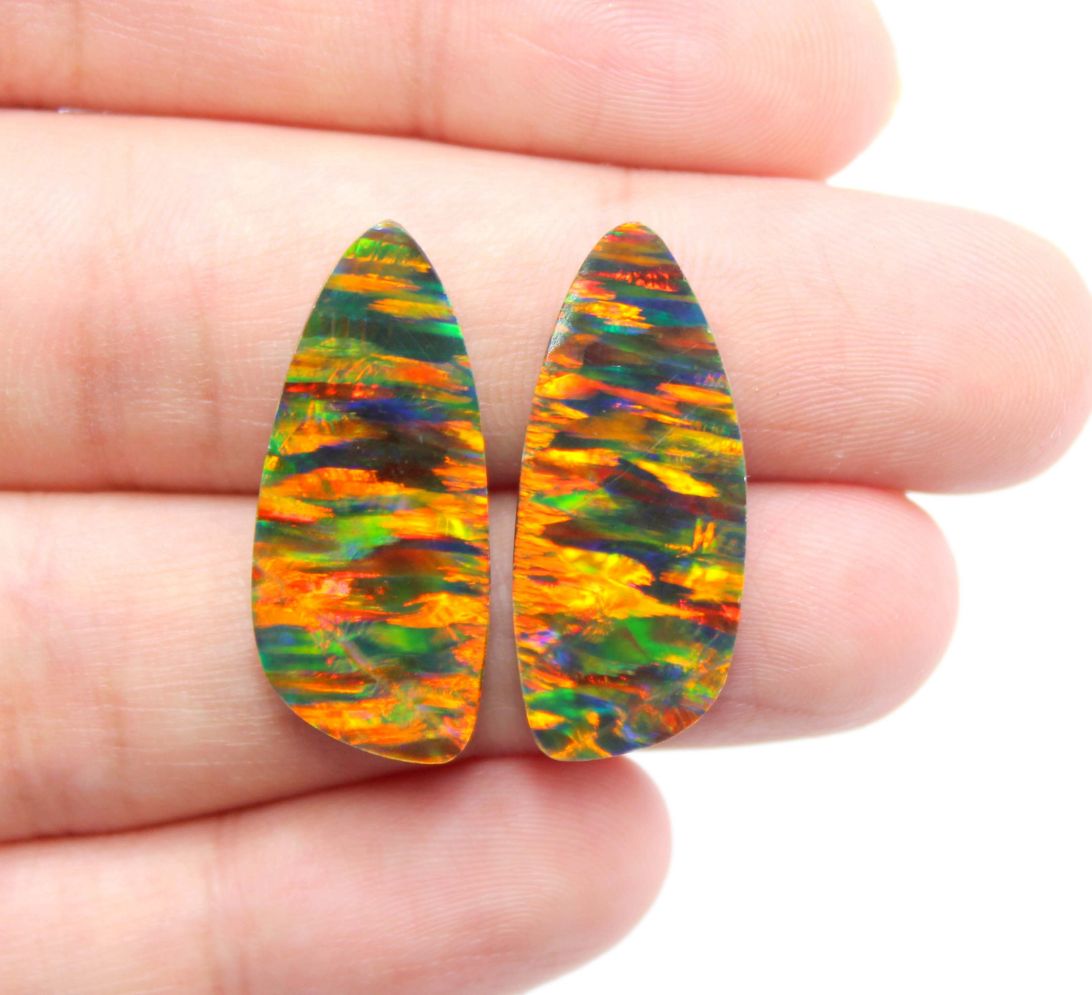 28 Carat Match Pair Synthetic Doublet Opal Natural Australian Boulder Exporter