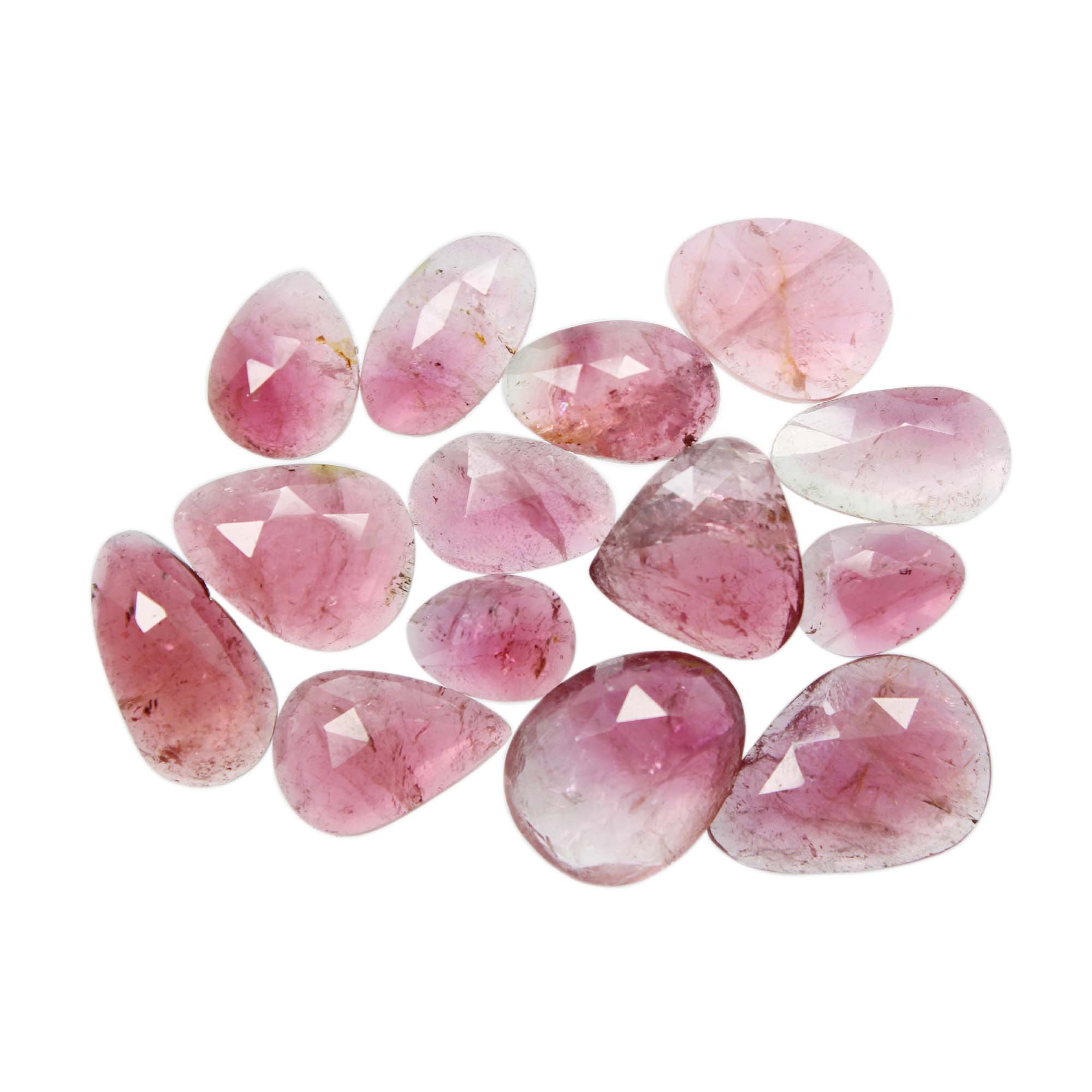 13.Piece Lot Natural Bio Tourmaline Faceted Fancy Shape Rose Cut Stone Exporter