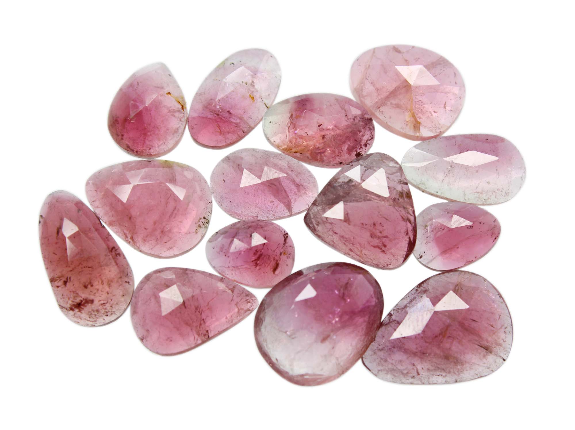 13.Piece Lot Natural Bio Tourmaline Faceted Fancy Shape Rose Cut Stone Exporter