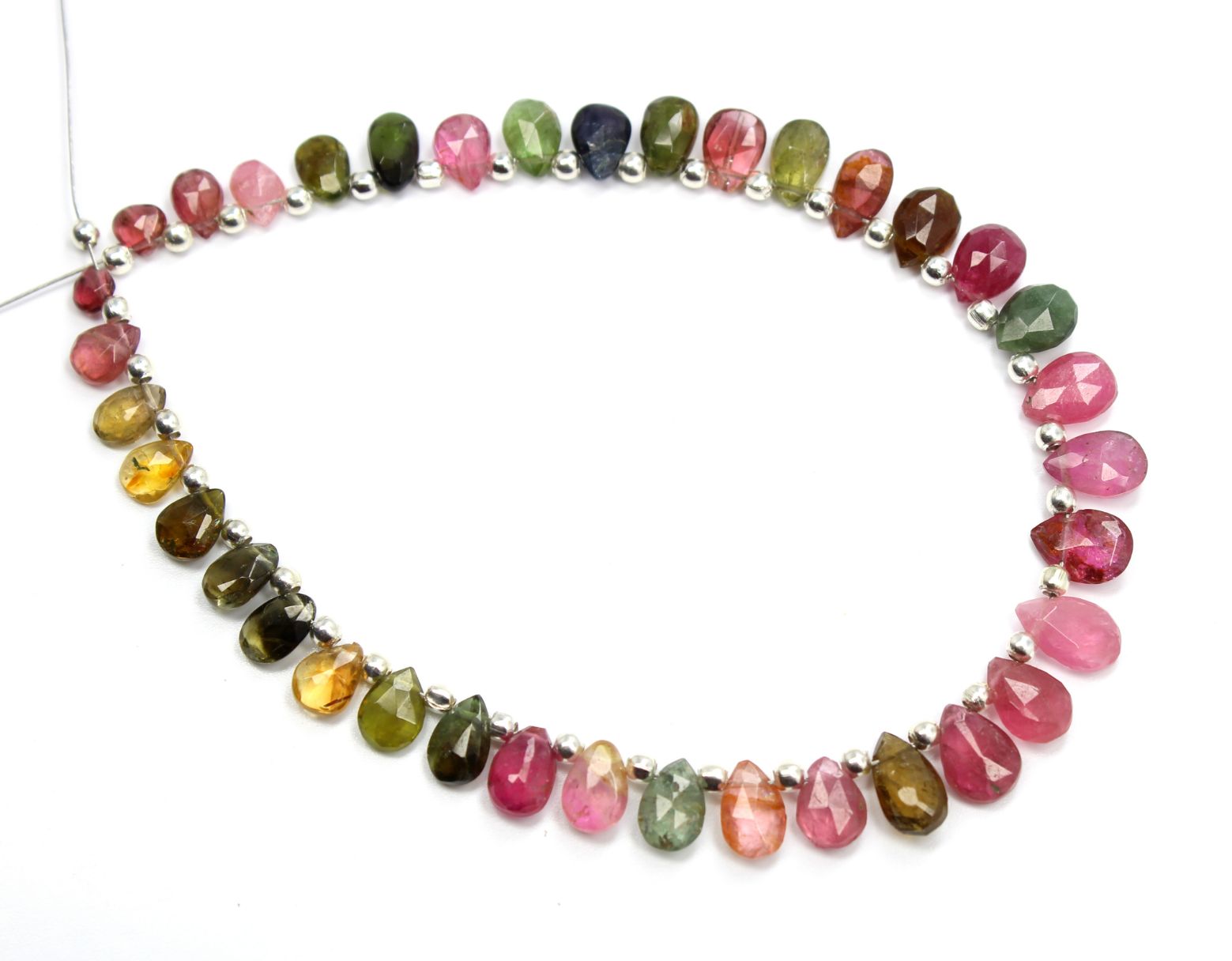 Natural Multi Tourmaline Pear Shape Tourmaline Faceted Beads 8 Inch Exporter