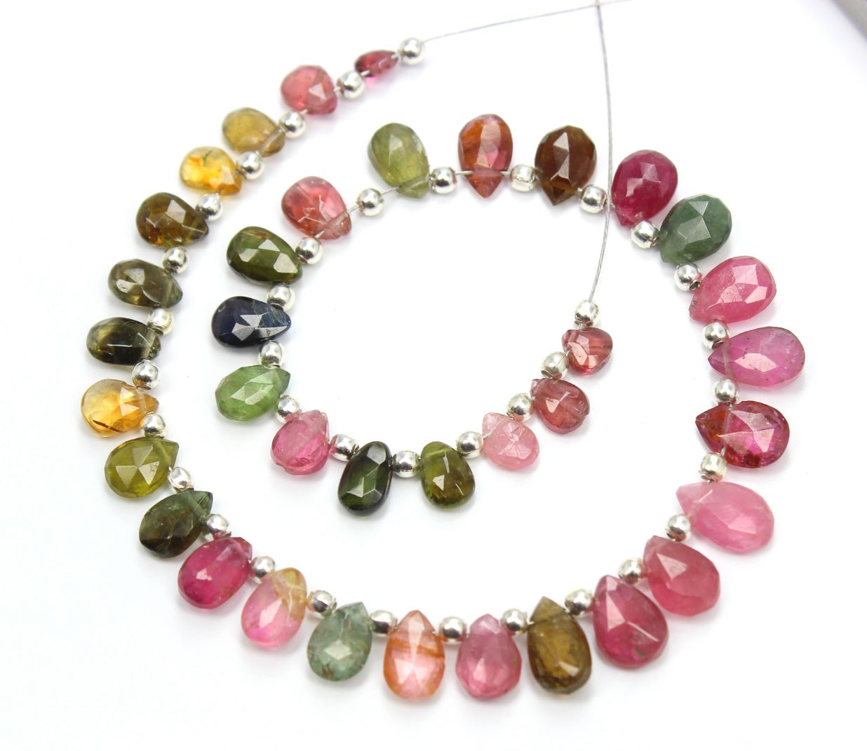 Natural Multi Tourmaline Pear Shape Tourmaline Faceted Beads 8 Inch Exporter