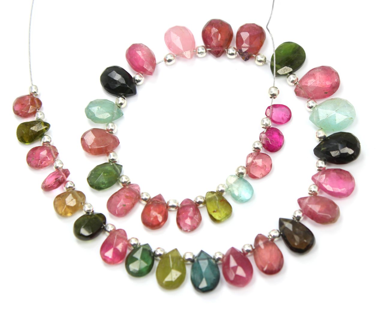 Natural Multi Tourmaline Pear Shape Tourmaline Faceted Stone Beads Exporter