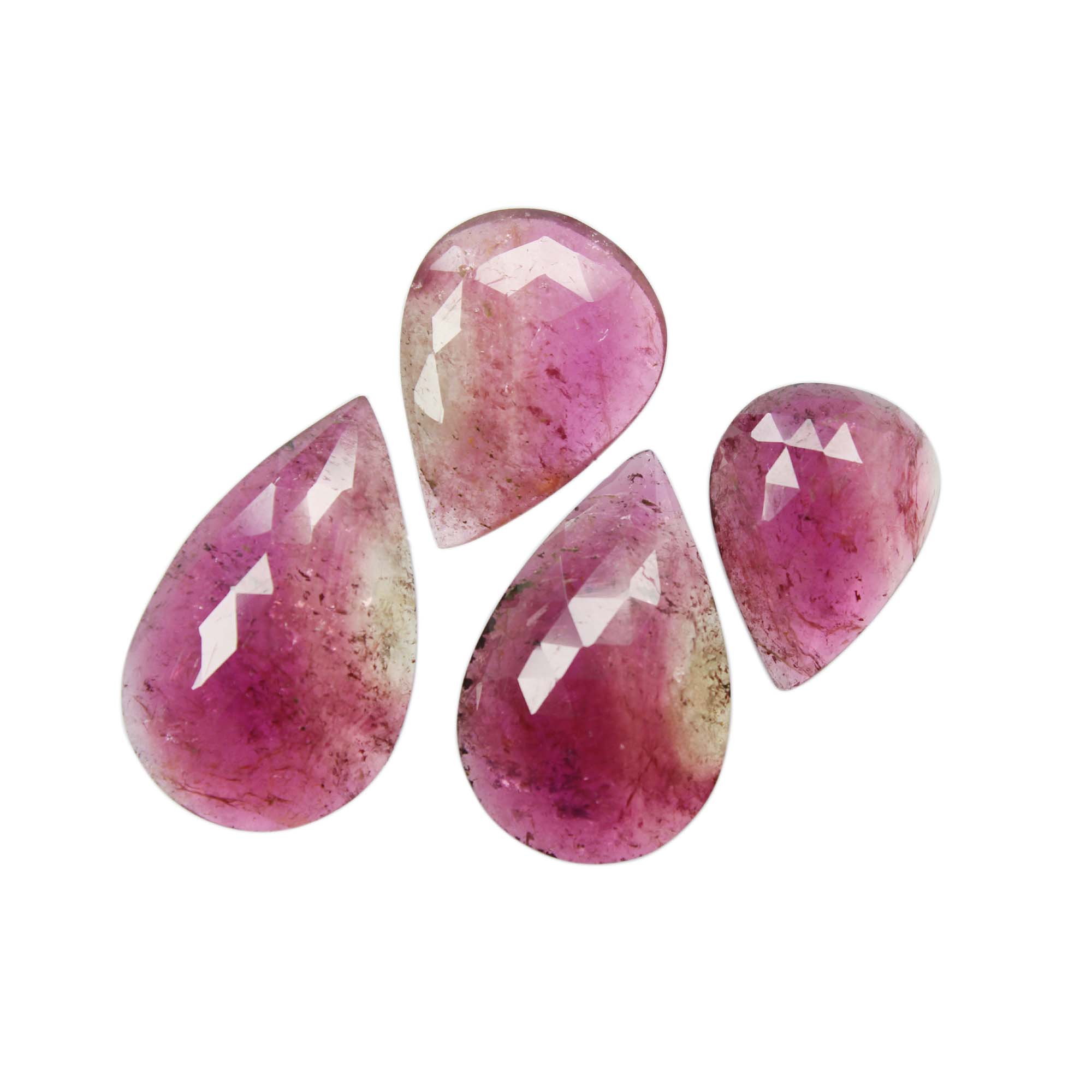 Natural Bio Tourmaline Faceted Pear Shape Rose Cut Stone Cabochon Exporter
