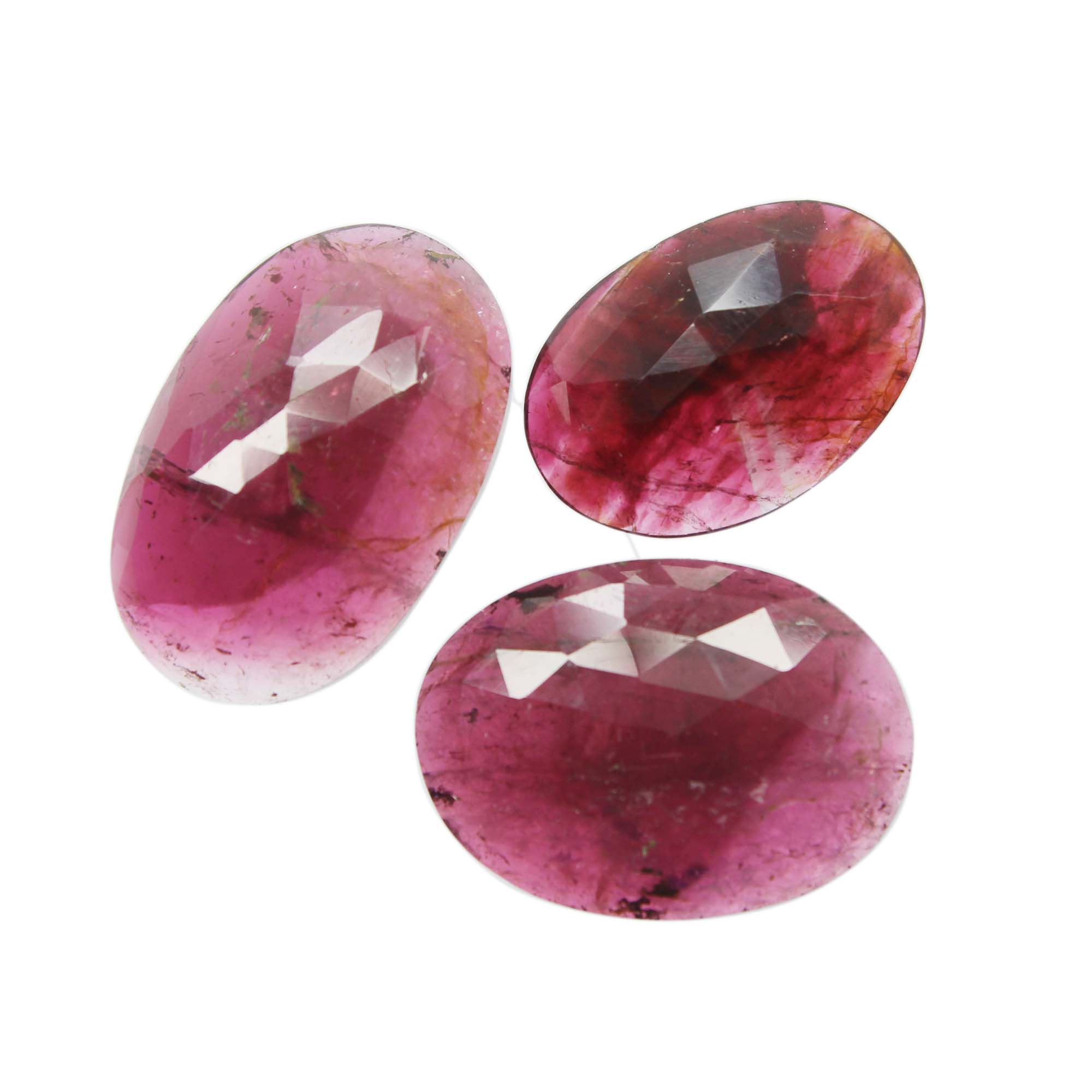 Natural Bio Tourmaline Faceted Oval Shape Rose Cut Stone Exporter