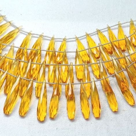 Citrine Quartz Faceted Pear Shape Faceted 6 inch Beads Exporter