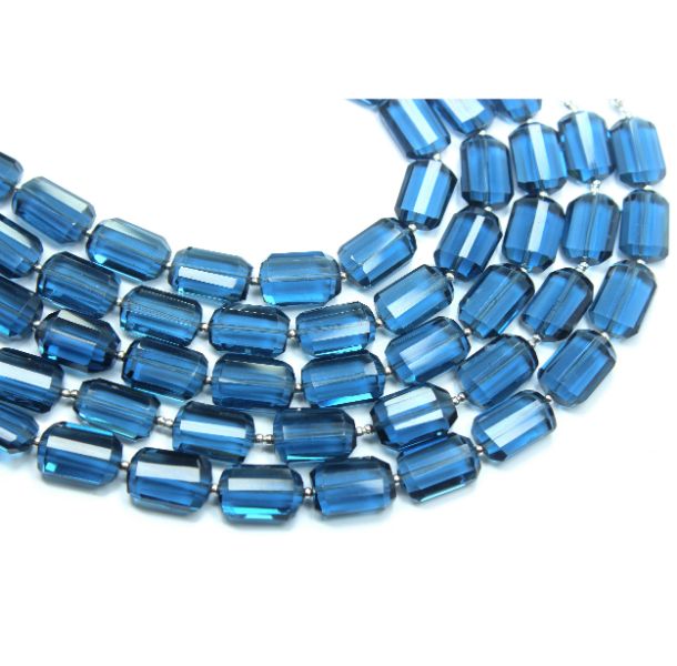 London Blue Quartz Faceted Tumble Shape 7.5 inch Beads Rare Quality Exporter