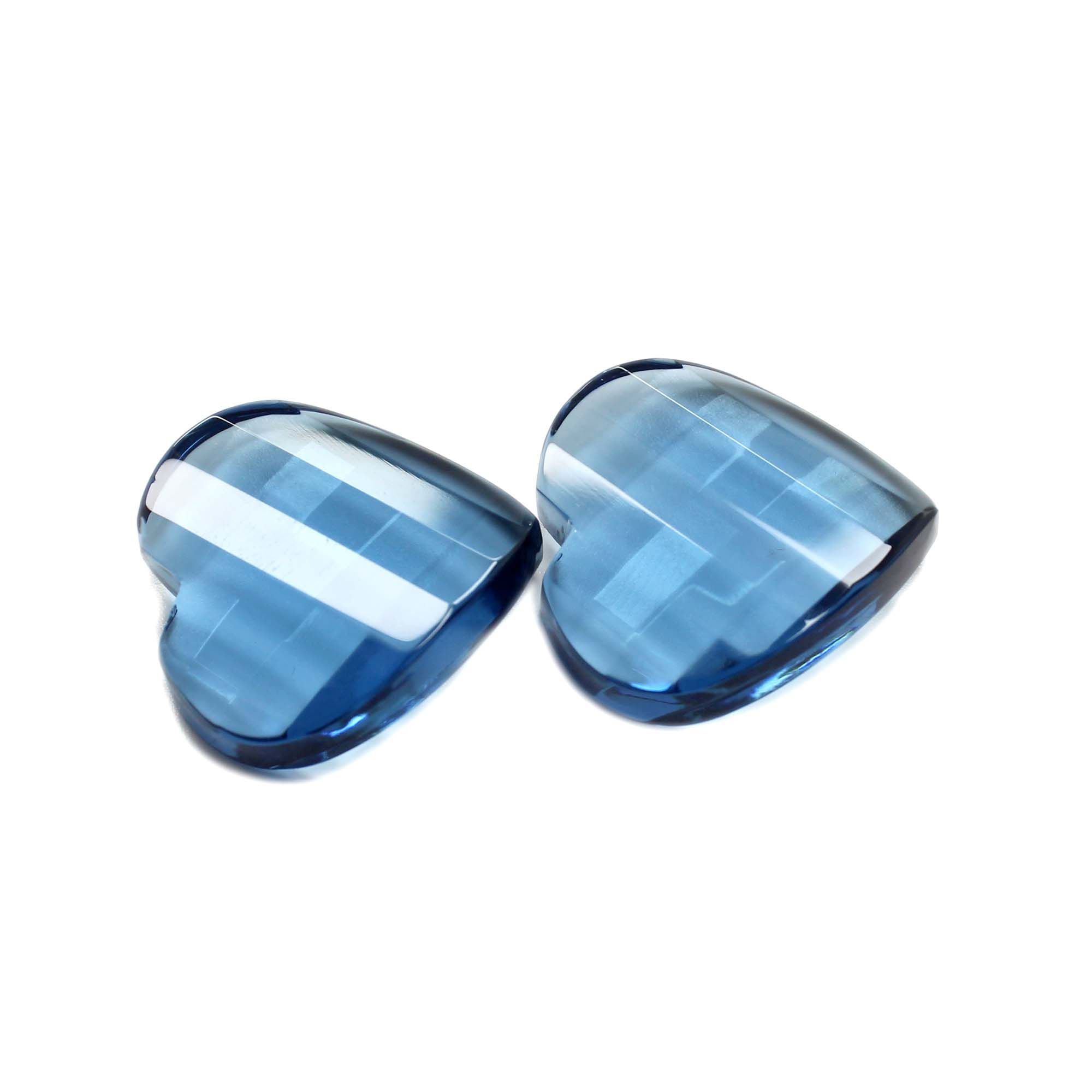 London Blue Topaz Quartz Faceted Heart Shape Cabochon Gemstone Exporter