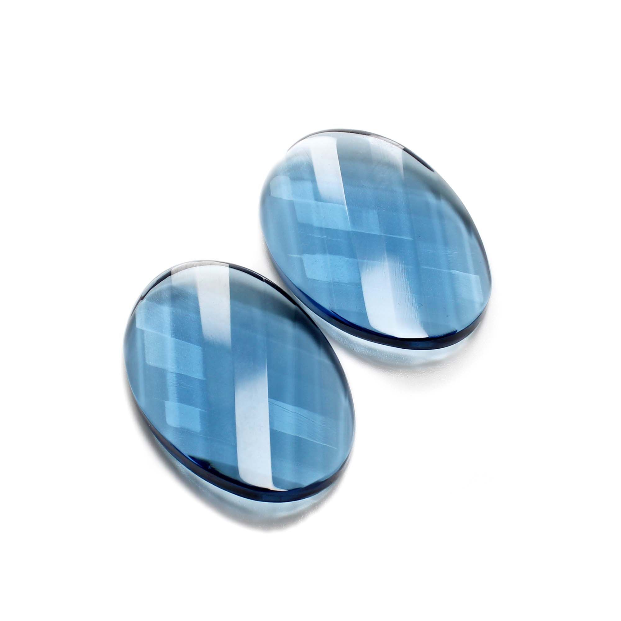 Match Pair London Blue Topaz Quartz Faceted Oval Shape Size 35X24MM Exporter