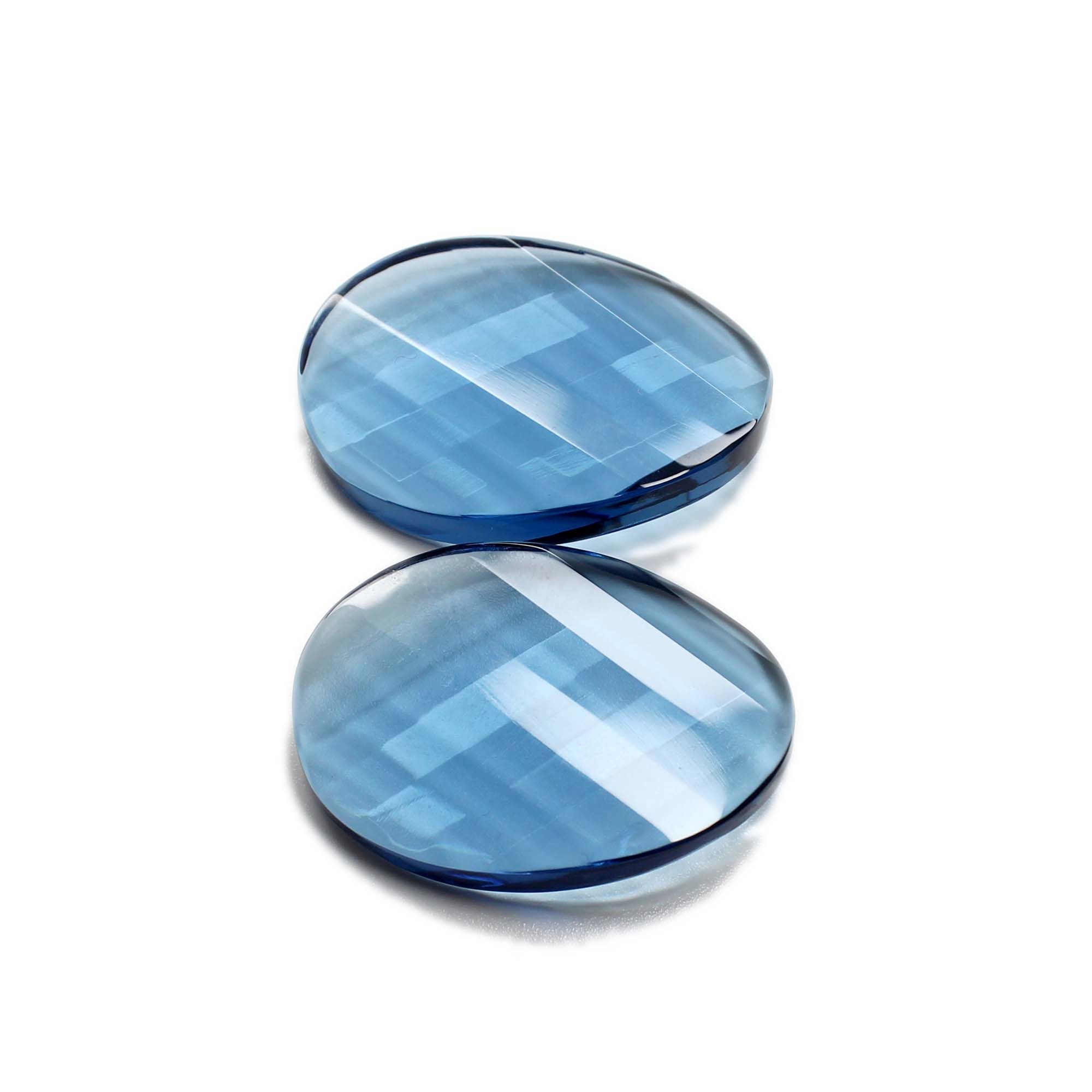 Match Pair London Blue Topaz Quartz Faceted Oval Shape Size 35X24MM Exporter