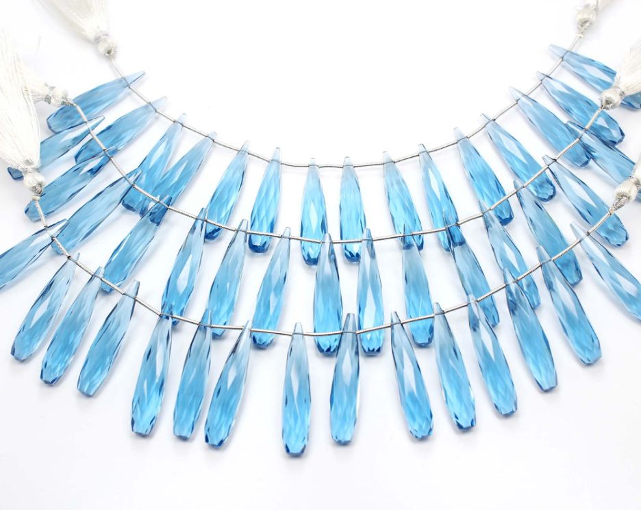 London Blue Quartz Faceted Drops Shape 6.5 inch Beads Gemstone Exporter