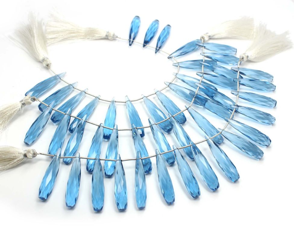 London Blue Quartz Faceted Drops Shape 6.5 inch Beads Gemstone Exporter