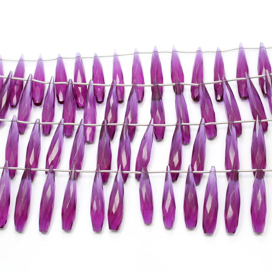 Amethyst Quartz Faceted Drops Shape 6 inch Beads Gemstone Exporter