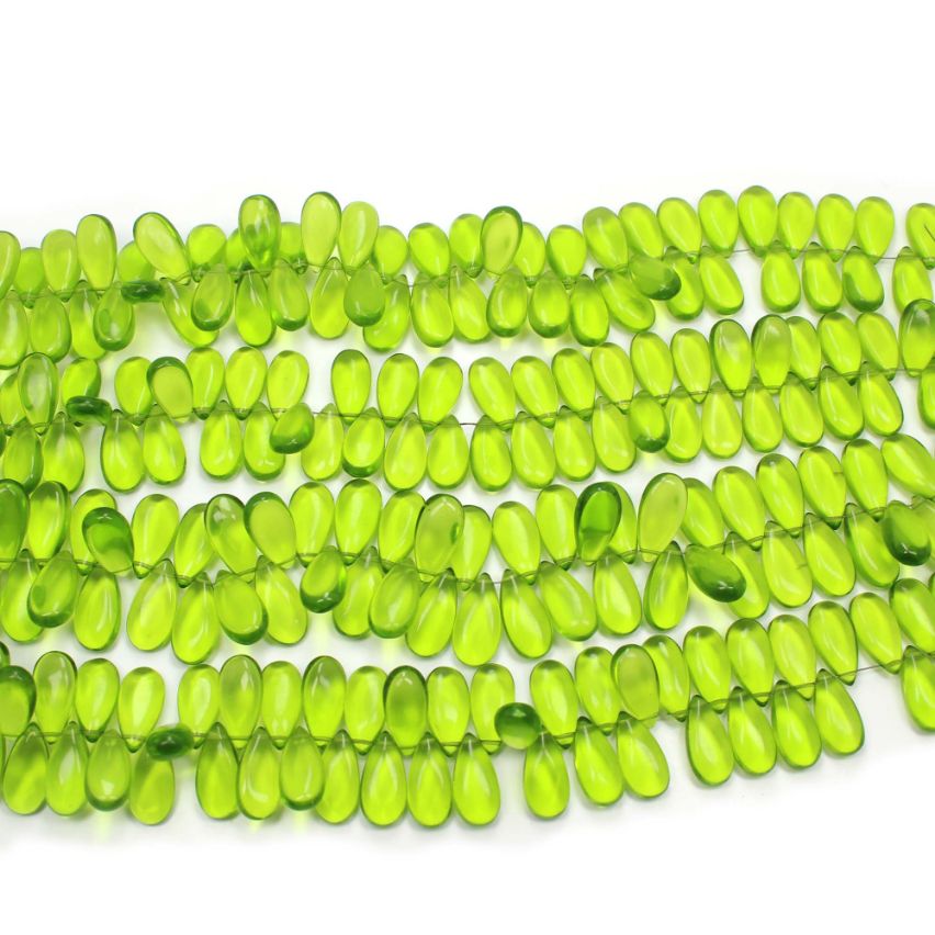 Peridot Quartz Smooth Pear Shape 7 Inch Beads Exporter