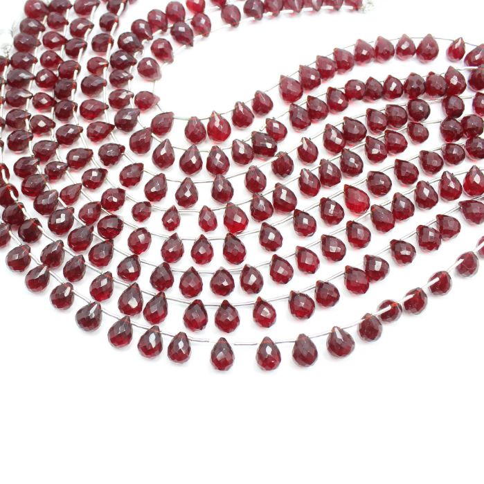 Garnet Quartz Faceted Drops Shape 9 inch Beads Gemstone Exporter