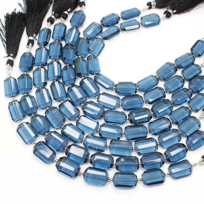 London Blue Quartz Faceted Tumble Shape 8 inch Blue Quartz Beads Exporter