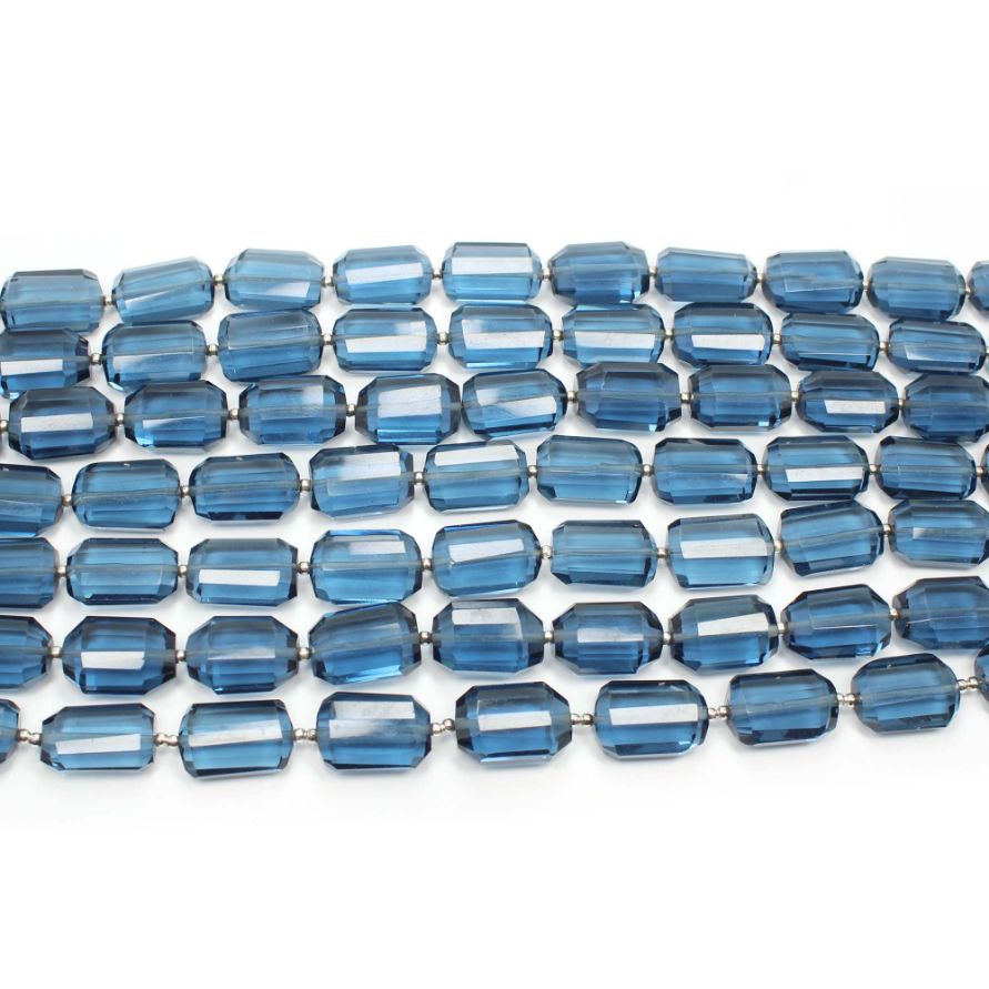 London Blue Quartz Faceted Tumble Shape 8 inch Blue Quartz Beads Exporter