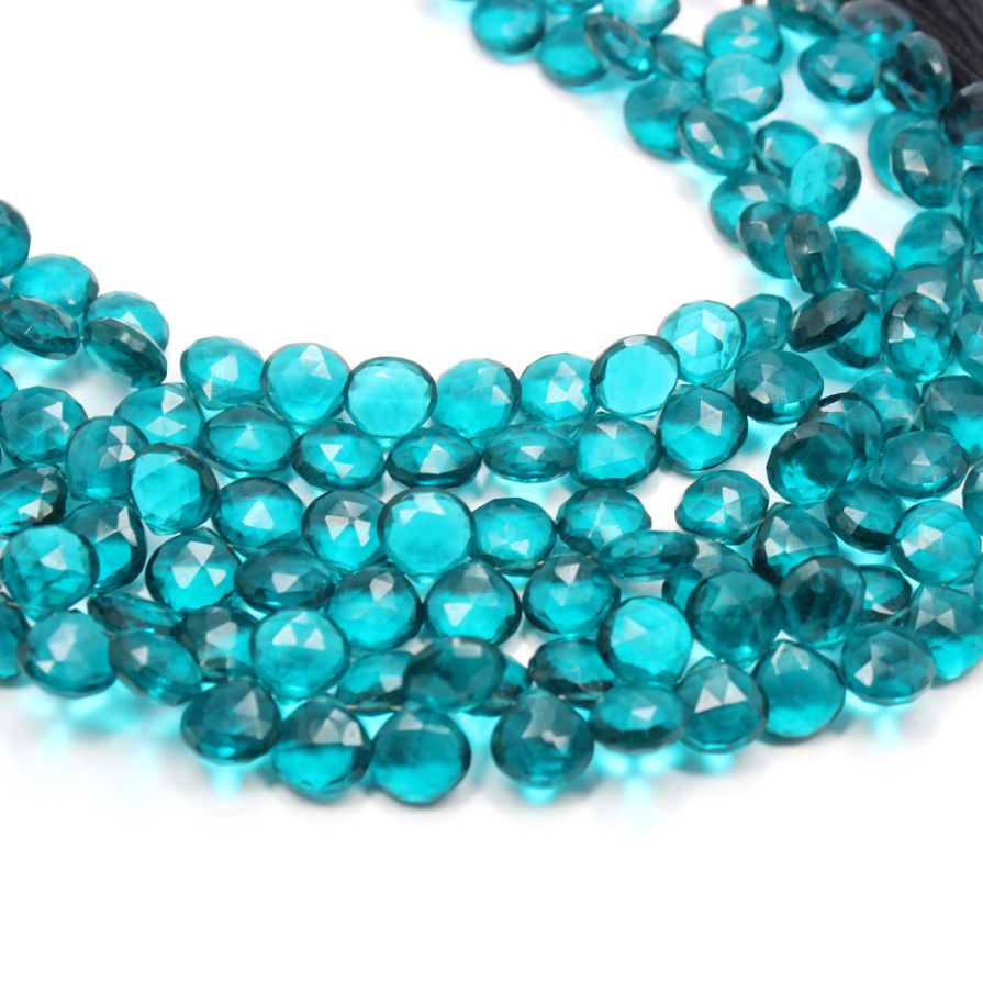 Peacock Blue Faceted Quartz Heart Shape 7 inch Beads Size 9x10MM Exporter