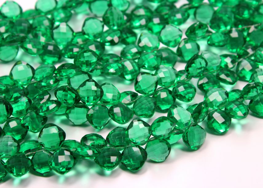 Emerald Quartz Faceted Beads Match Pair Emerald Quartz Cushion Shape Exporter