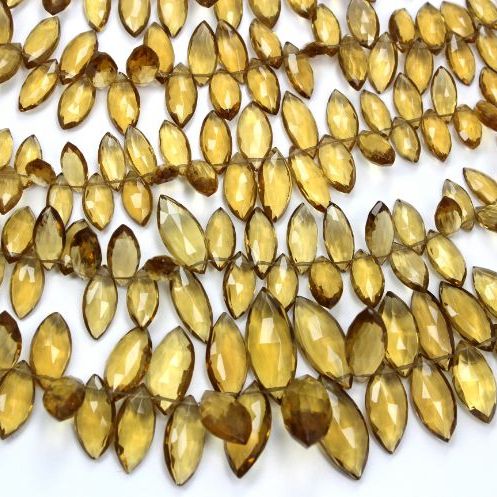 Natural Beer Quartz Faceted Stone Marquise Shape 8 inch Beads Exporter