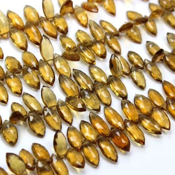 Quality Natural Beer Quartz Faceted Stone Marquise Shape Exporter