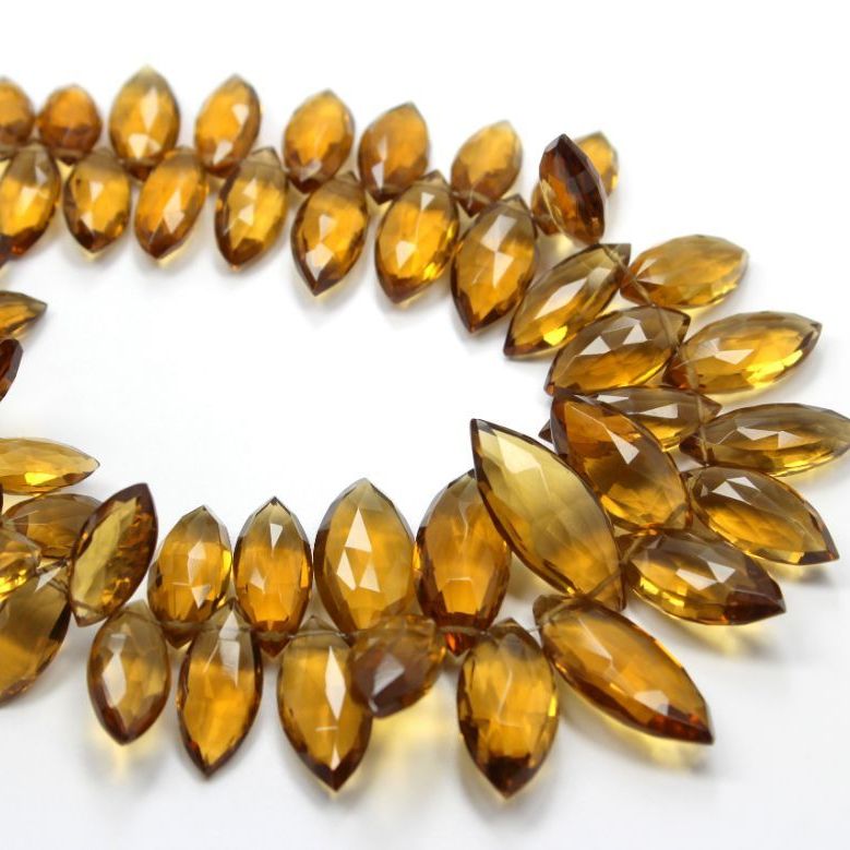 Beer Quartz Faceted Stone Marquise Shape 8 inch Beads Exporter
