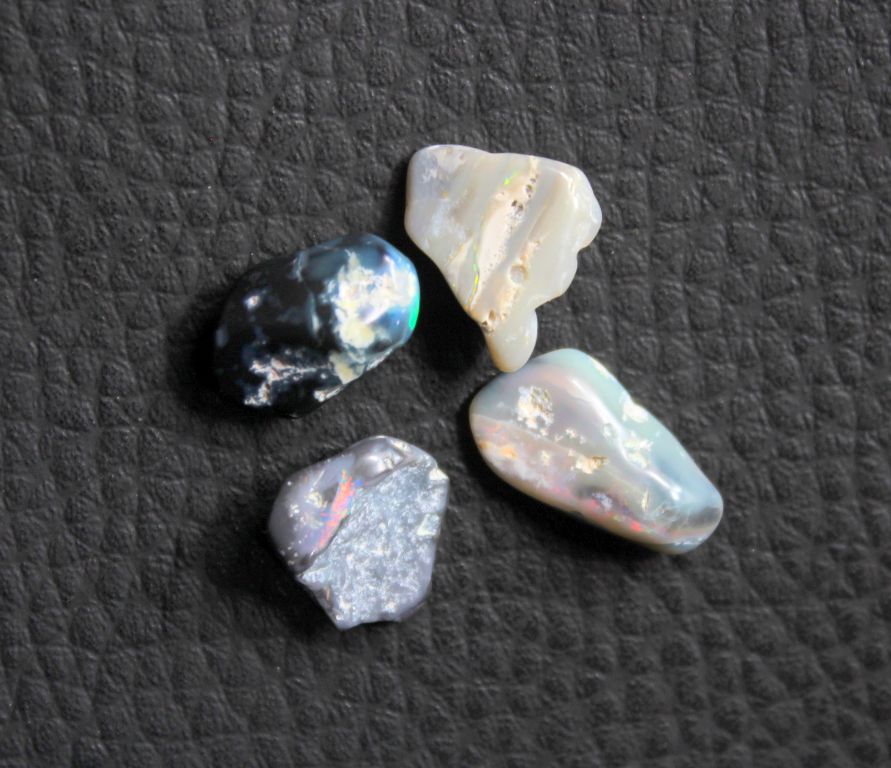 4 Piece Natural Lightning Ridge Australian Black Opal Rough 14X9MM Exporter