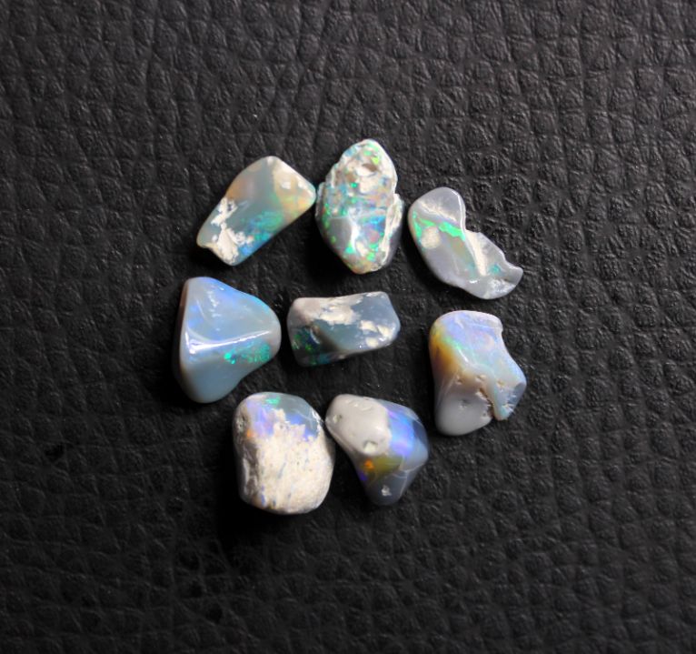 8 Piece Natural Lightning Ridge Australian Black Opal Rough 11X7MM Exporter