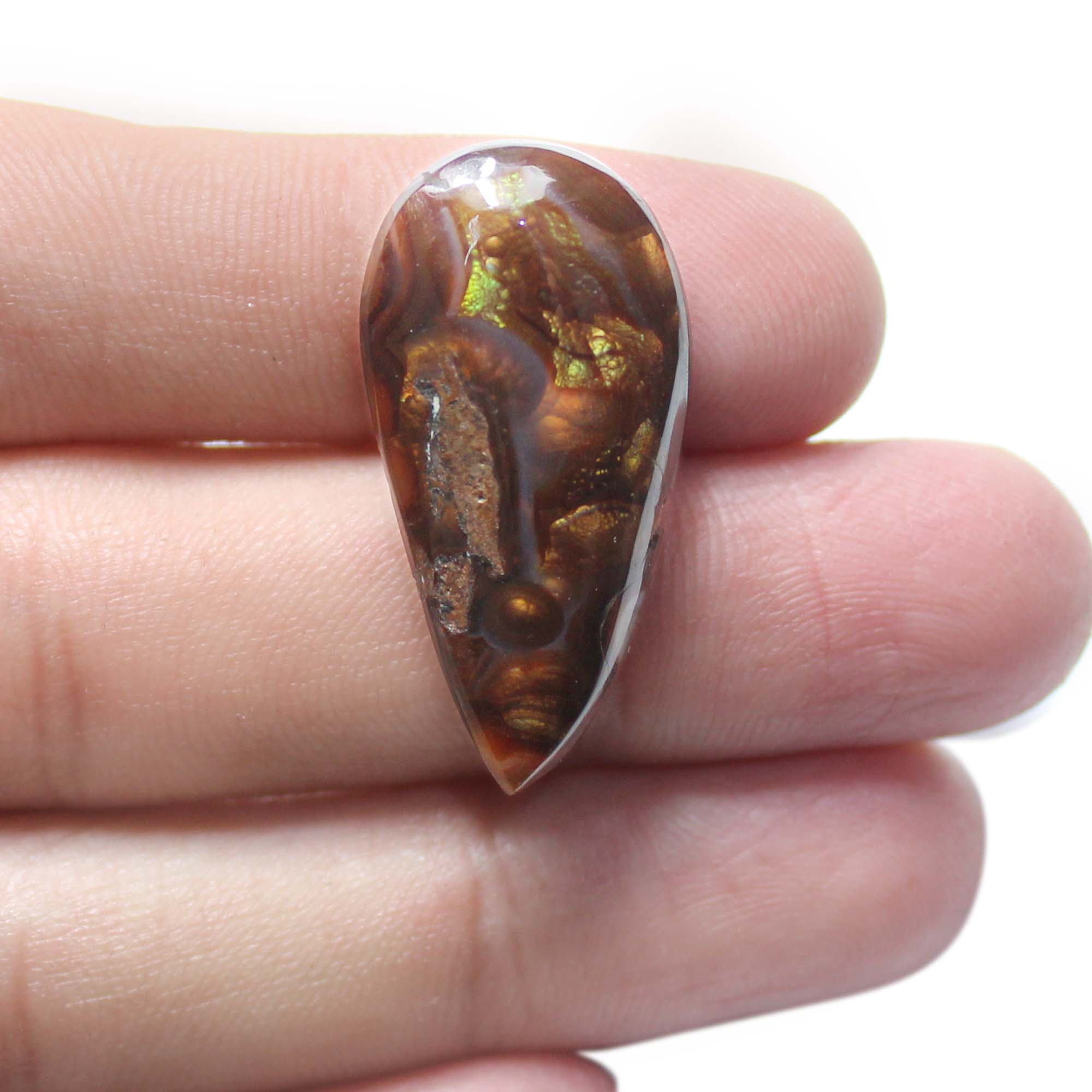 Natural Mexican Fire Agate Smooth Cabochon Pear Shape 16x31MM Exporter